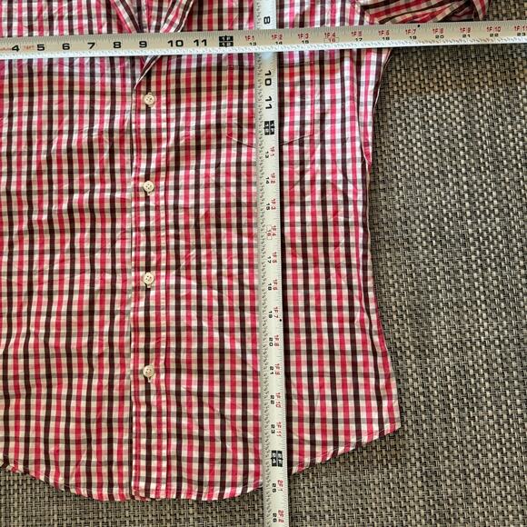 FRANK & EILEEN Barry 100% Cotton Button Front Brown Pink White Gingham Shirt S - Picture 5 of 5